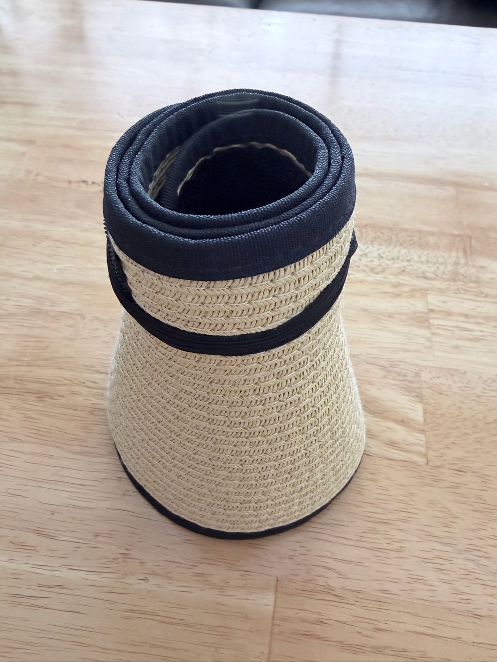J. Crew Natural Straw Visor with Black Trim and Band